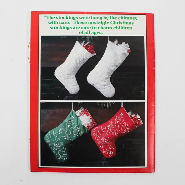 Vintage Christmas in Candlewicking Pattern Booklet from 1982, Plaid #7648 