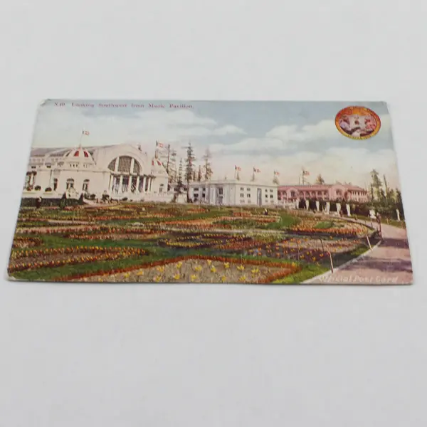 Looking Southwest Music Pavilion Alaska Yukon Expo Seattle Litho Postcard 1909
