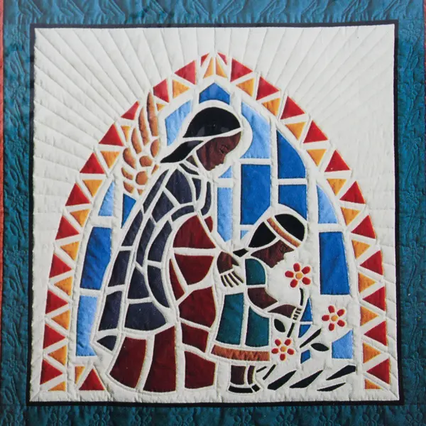 Judy Florence 1986 Guardian Angel 66" x 83" Pieced Appliqued Quilt Greeting Card