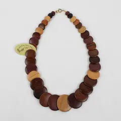 NWT Vintage Costa Rica Exotic Wood - Multicolor Wood Disc Necklace - 18"