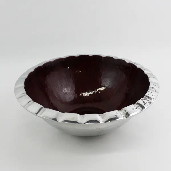 Simply Designz 3 Piece Salad Set Bowl Utensils Burgundy And Silver