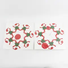 Lot Of 2 Vtg Anni & Bent Knudsen Red/Green Christmas Elf Paper Mobiles No 2178