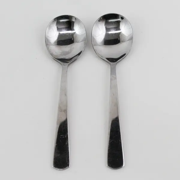 Set of 2 Oneida Aptitude Stainless Round Bowl Soup Spoons