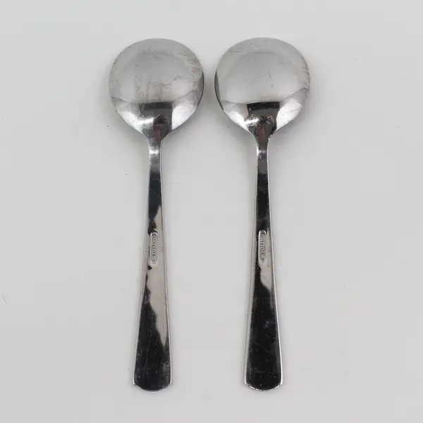 Set of 2 Oneida Aptitude Stainless Round Bowl Soup Spoons