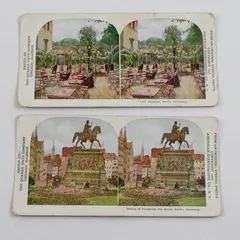 Set Of 2 Berlin Germany Color Litho Stereoviews Quaker Oats 1906