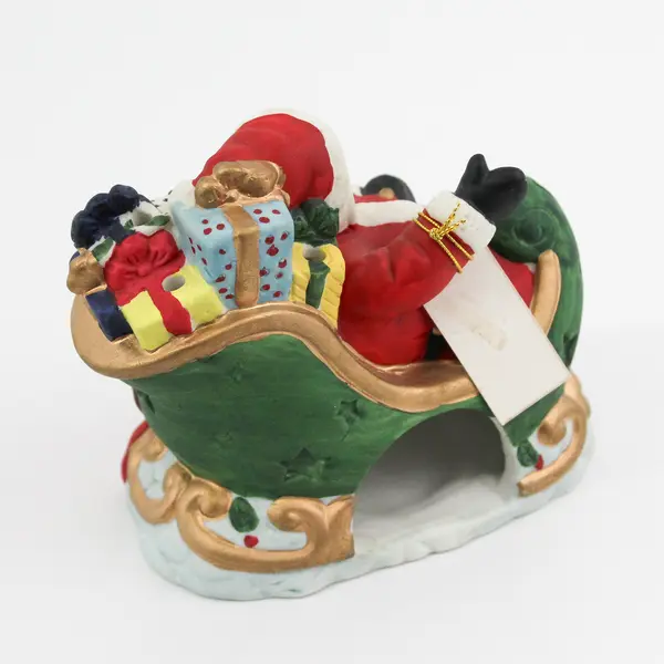 Roman Inc Ceramic Santa In His Sleigh Hand Painted Tealight Candle Holder 
