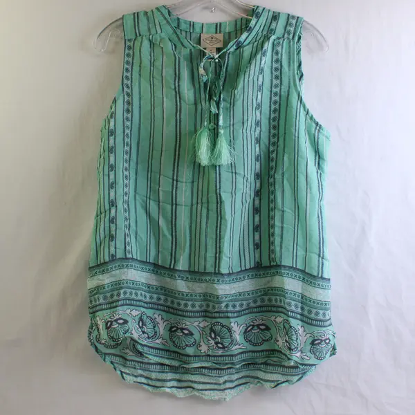 St Johns Bay Women's Medium Sleeveless 1/4 Button Front Shirt Top Lightweight