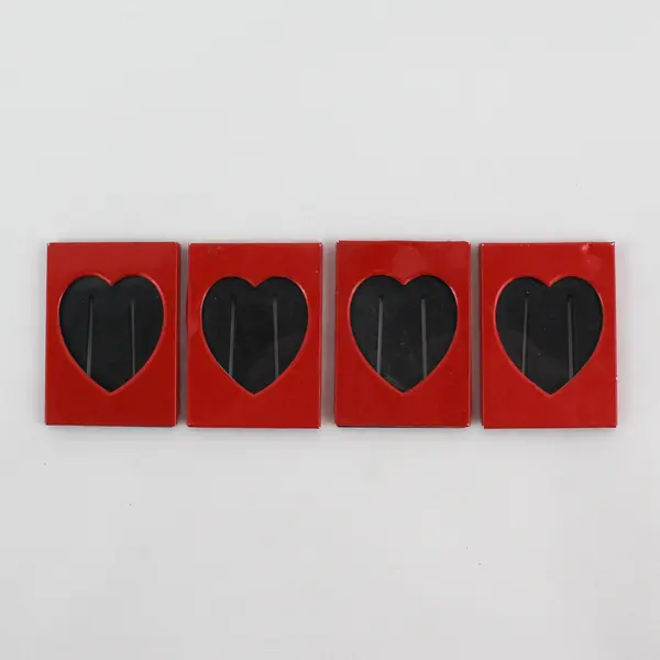 Lot of 4 Vintage Small Red Metal Heart Picture Frames - 1.9"Wx2.5"L