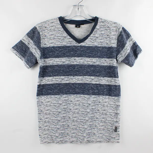Ocean Current Shirt Youth Boys Small Blue White Striped V-neck Casual Preppy