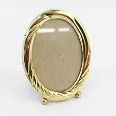 Vintage Oval Brass Picture Frame w/ Feet - Mid Century Hollywood Regency 4"x5.5"