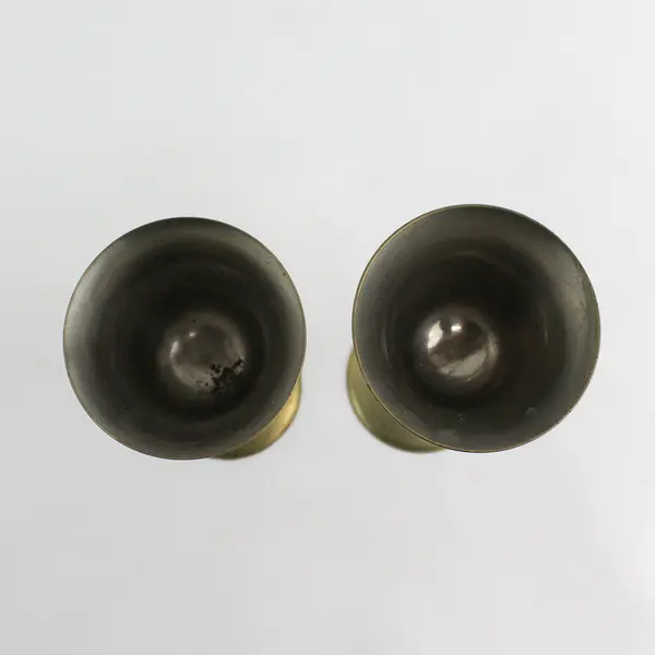 2  Brass Wine Goblets  Made In India Etched Floral Design 6 Inch