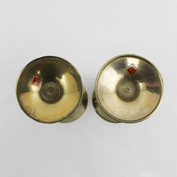 2  Brass Wine Goblets  Made In India Etched Floral Design 6 Inch