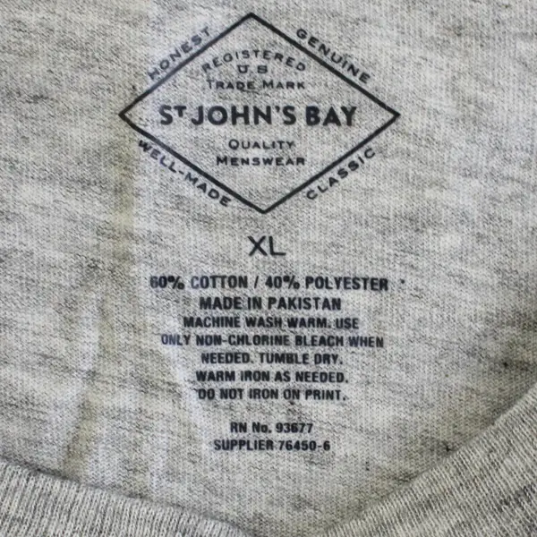 St. Johns Bay Men T Shirt  XL Short Sleeve Heather Gray Cotton Blend