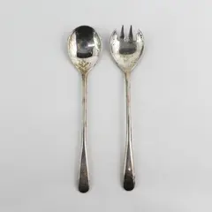 Vintage Silver Plated Salad Servers Made in Italy  Fork Spoon 9”