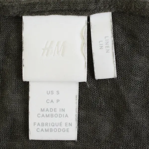 H&M Linen Women's Knit Top Long Sleeve Crop Tie Front Size Small