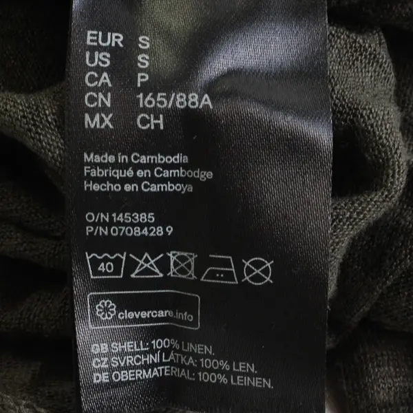 H&M Linen Women's Knit Top Long Sleeve Crop Tie Front Size Small