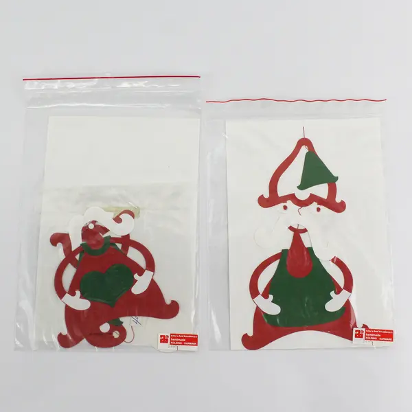 Lot Of 2 Vtg Anni & Bent Knudsen Red/Green Christmas Elf Paper Mobiles No 2495