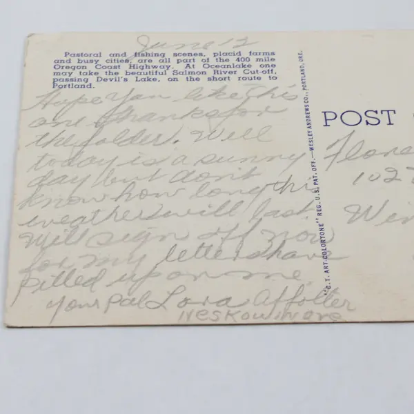 Air View Siletz Bay Taft Nelscott Oceanlake Oregon Coast Highway Color Postcard 