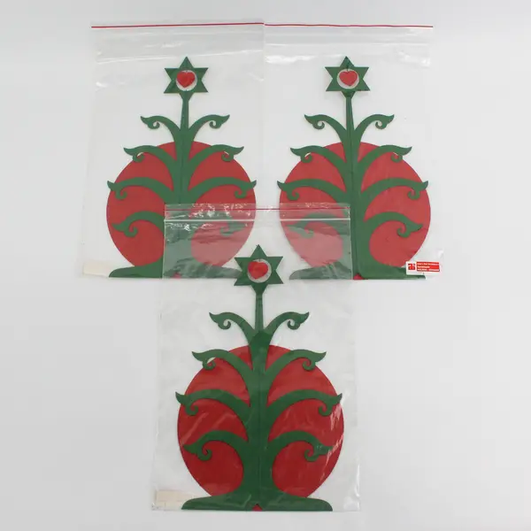Lot Of 3 Vtg Anni & Bent Knudsen Red/Green Christmas Tree Paper Mobiles No 2455