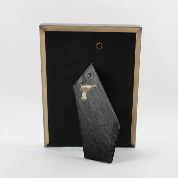 Vintage 1975 Photo Frame Gold Metal Shadow Box w/Oval Plastic Mat 6"x8"x1"