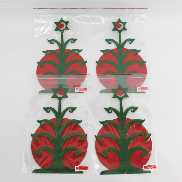 Lot Of 4 Vtg Anni & Bent Knudsen Red/Green Christmas Tree Paper Mobiles No 2455