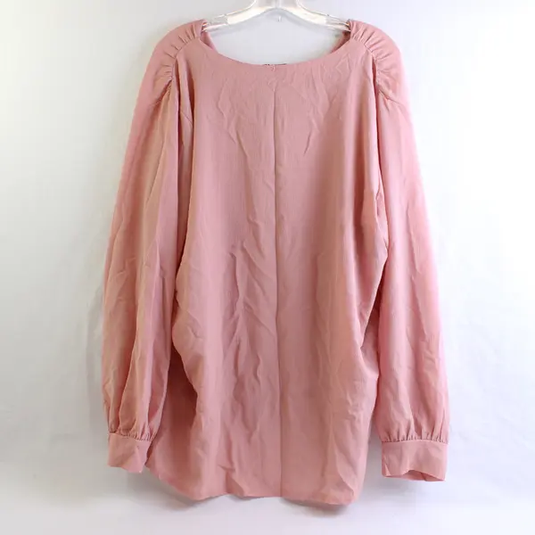 Boohoo Plus Button Front Top Blouse Sz 14 Pink Polyester