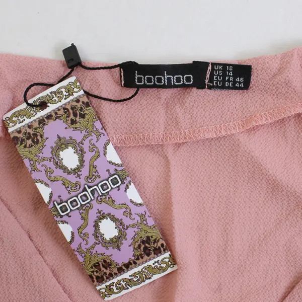 Boohoo Plus Button Front Top Blouse Sz 14 Pink Polyester