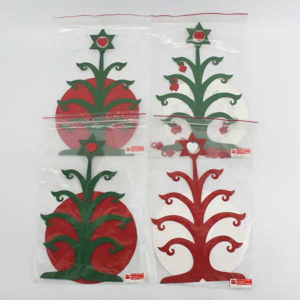 Lot Of 4 Vtg Anni & Bent Knudsen Red Christmas Tree Paper Mobiles No 2455