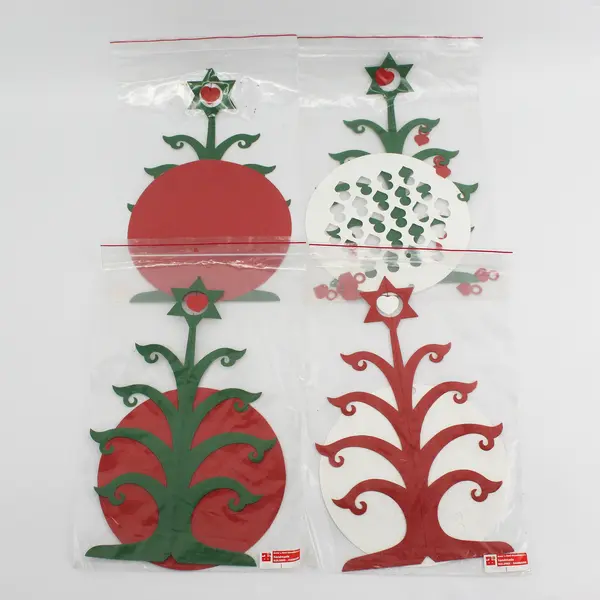 Lot Of 4 Vtg Anni & Bent Knudsen Red Christmas Tree Paper Mobiles No 2455