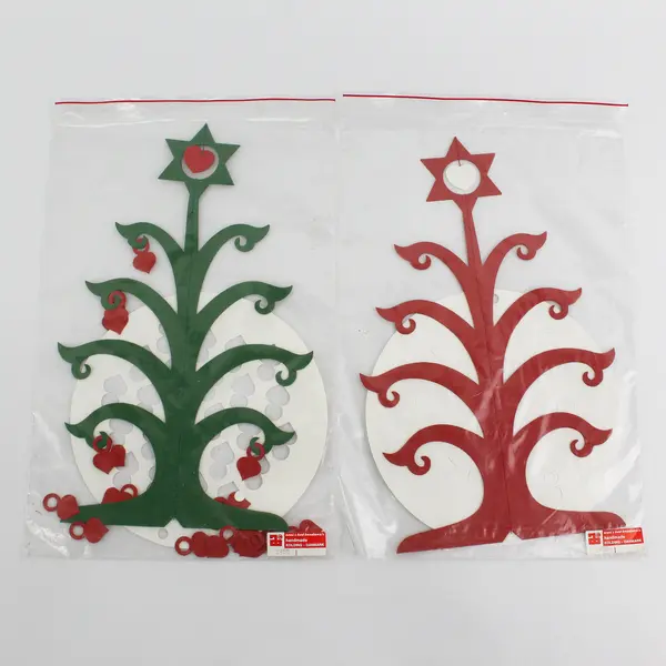 Lot Of 4 Vtg Anni & Bent Knudsen Red Christmas Tree Paper Mobiles No 2455