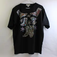 Alyssa Michele Women Top OS Black Vintage T Shirt Shoulder Pads Sequins