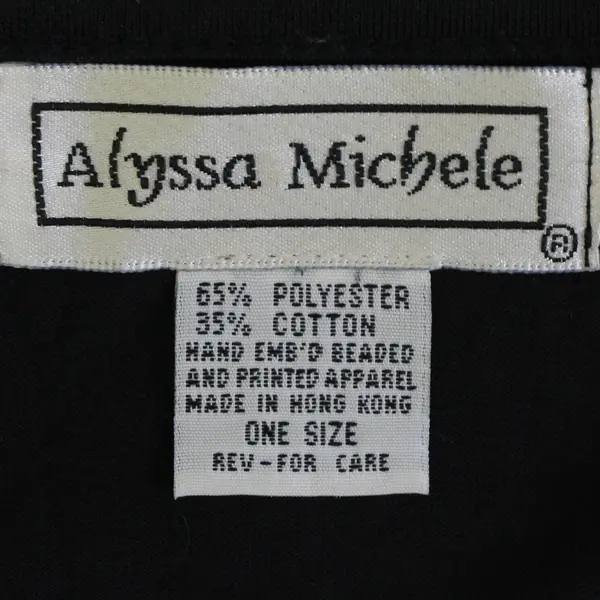 Alyssa Michele Women Top OS Black Vintage T Shirt Shoulder Pads Sequins