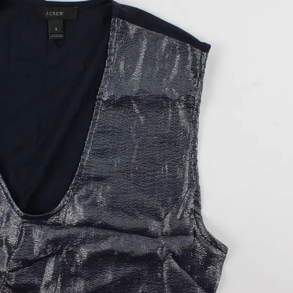 J Crew Sleeveless Top Size Small Blue Metallic Blouse Lightweight