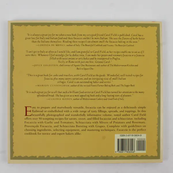 Focaccia Simple Breads from the Italian Oven by Carol Field 1994 Paperback Good