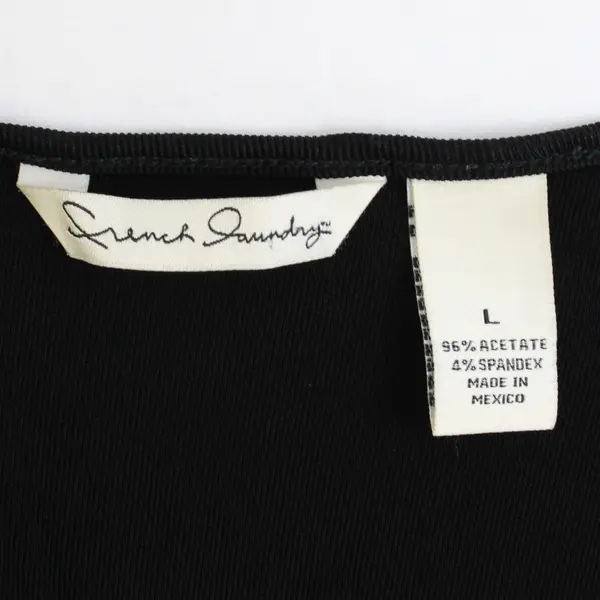 French Laundry Black 3/4 Sleeve Travel Knit Top Size L Red Purple Accent 