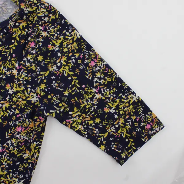 LulaRoe Julia Dress Size XXS Navy Yellow Floral Pattern Polyester Blend