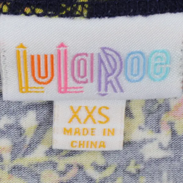 LulaRoe Julia Dress Size XXS Navy Yellow Floral Pattern Polyester Blend