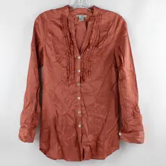 H&M Women's Size 2 Ruffle Button Front Blouse Top Shirt