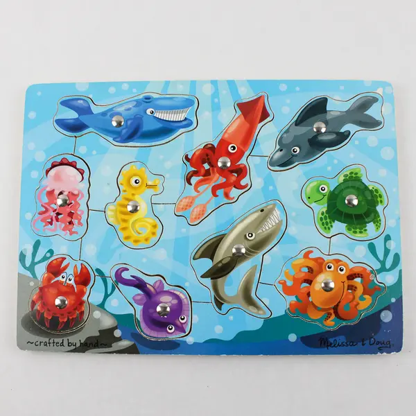 Lot of 2 -Melissa & Doug Wooden Puzzles Sea Life & Dogs Kids Toy