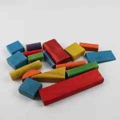 Lot of 17 Vintage Wooden Blocks Assorted Colors Toy Collectible