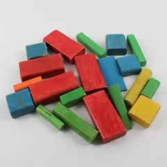 Lot of 20 Vintage Wooden Toy Blocks Assorted Colors Collectible