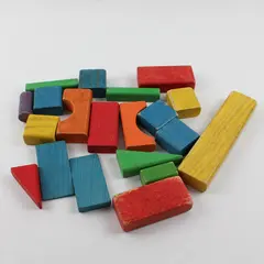 Lot of 20 Vintage Wooden Toy Blocks Assorted Colors Collectible