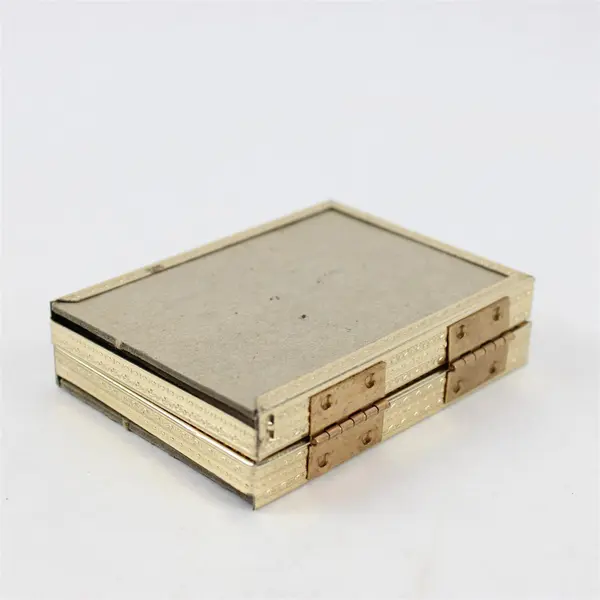 Lot of 2 Vtg Small Gold-Toned Photo Frames - Hinged Double and Single