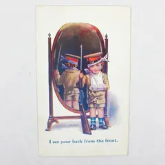 I See Your Back From The Front Boy In WWI Uniform Postcard AA Nash