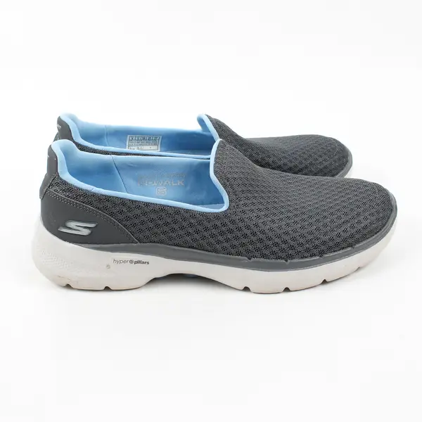Skechers Gray/Blue Go Walk 6 Hyper Pillar Slip On Walking Shoes Women's Size 8