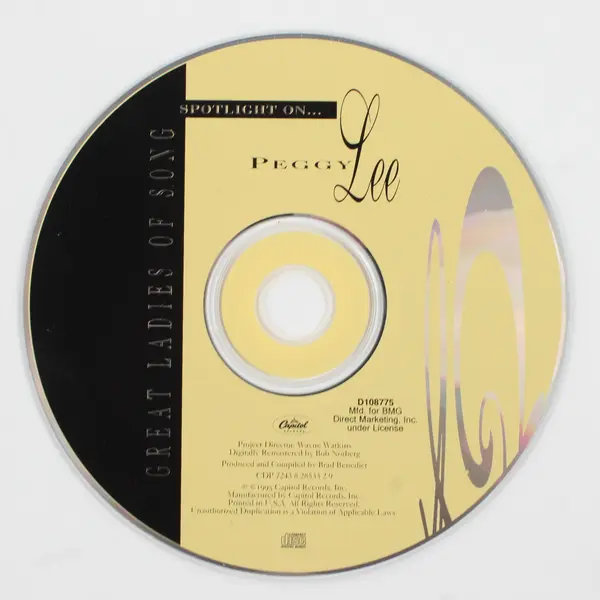 Spotlight on Peggy Lee CD 1995 Great Ladies of Song, #D108775 