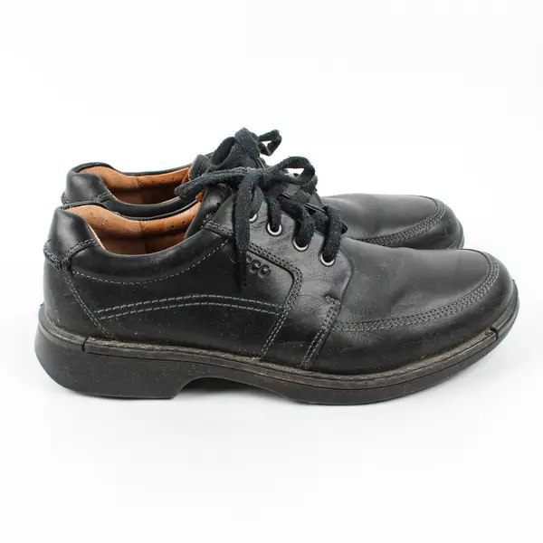 Ecco Solid Black Leather Fusion II Tie Moc-Toe Oxford Dress Shoes Men's Size 11