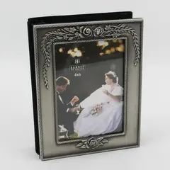 Burnes of Boston Silver & Black Velvet Decorative Picture Frame/Album - Holds 60