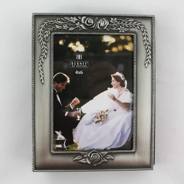 Burnes of Boston Silver & Black Velvet Decorative Picture Frame/Album - Holds 60