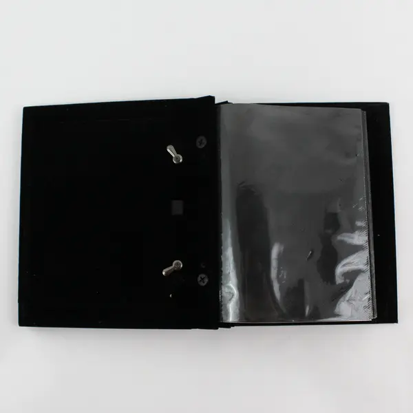 Burnes of Boston Silver & Black Velvet Decorative Picture Frame/Album - Holds 60